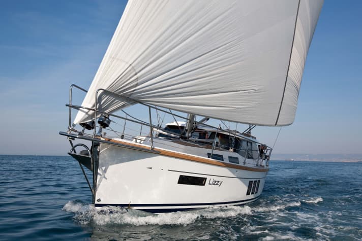   Massive: Bowsprit for the furling systems, the anchor is driven in a fairlead