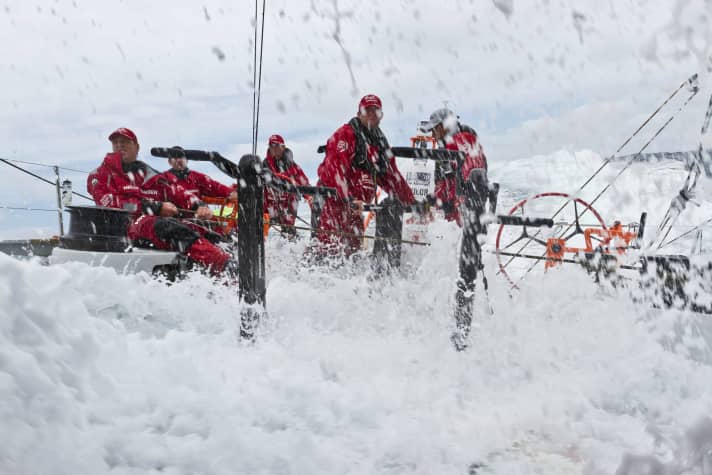   In the rinse: Team Sanya is doing well with a repaired bow. Against the newer boats, however, it will only be enough for partial success at best