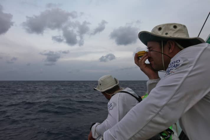   The "puck" in your face: if you're in the thick of it, like Groupama, you use your compass to keep an eye on the others sailing alongside you