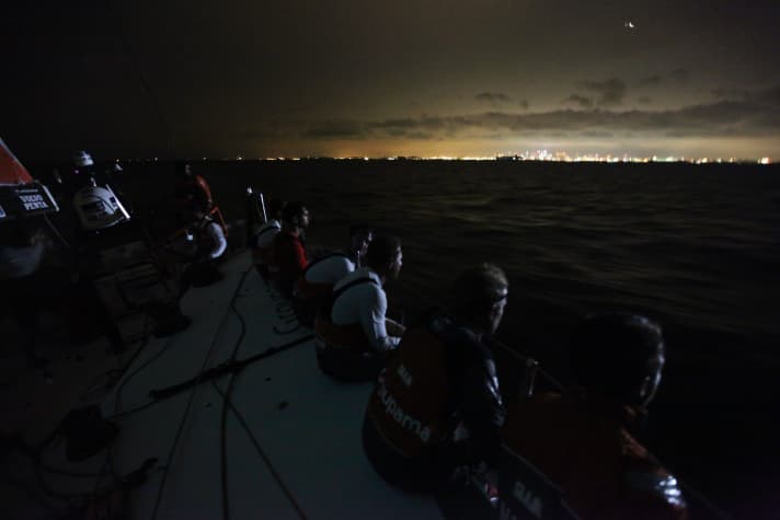   Lights on the horizon: this is how Singapore presents itself to sailors at night