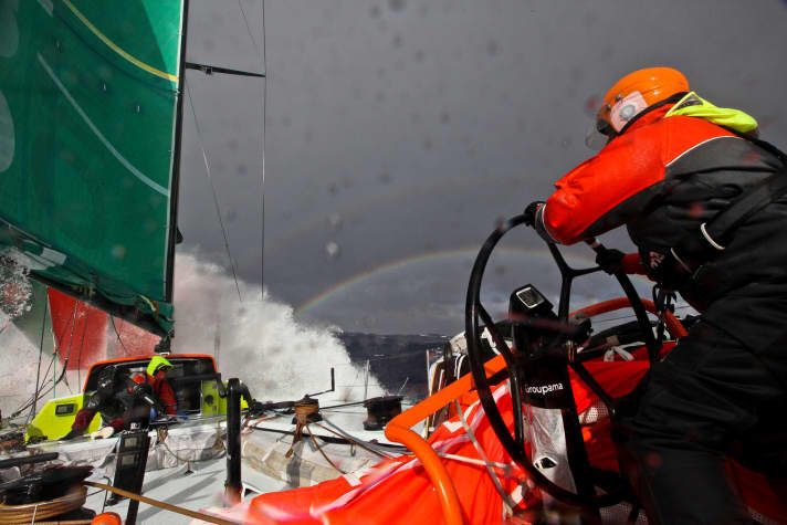   With strength against violence: A Groupama helmsman in battle with the Southern Ocean