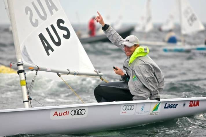   Weltmeister Slingsby nach dem Sieg. Zum letzten Rennen trat er wegen einer Verletzung nicht mehr an