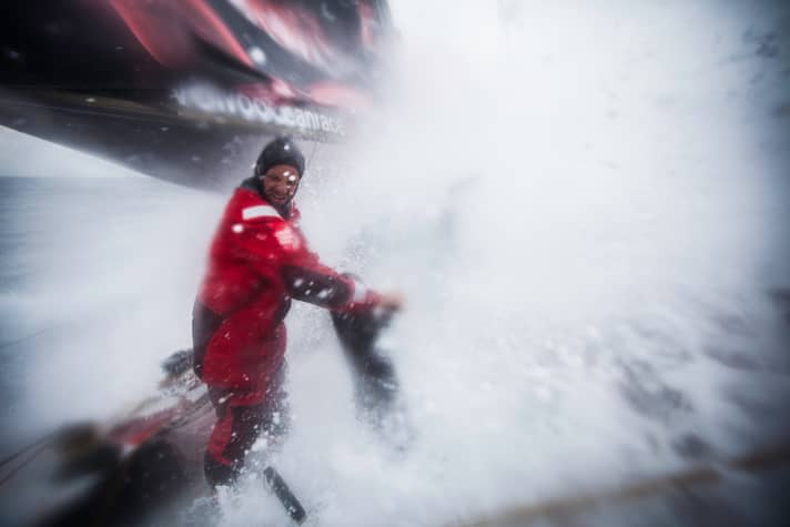   Shower for Ryan Godfrey. Scenes like this are currently only a memory because the boats are approaching a doldrums hole