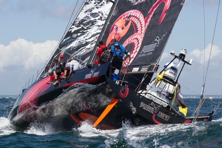   Puma botched a spinnaker manoeuvre and had to let Groupama go as a result