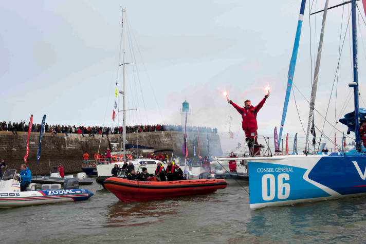   Jean-Pierre Dick at the finish line