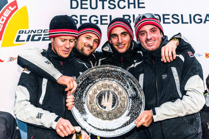   The NRV winning team with helmsman Johannes Polgar (r)