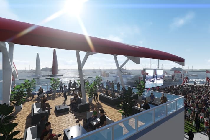   In dettaglio: su una terrazza come questa, la vista a tutto tondo garantirebbe il pieno godimento della regata