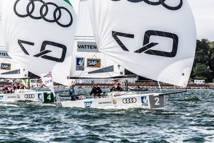   Guter Lauf für den Kieler Yacht-Club, der die Liga-Begegnung vor Travemünde gewann