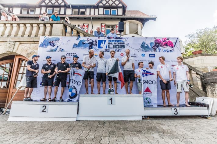   The podium of the first division teams in Berlin: The Berlin Yacht Club wins ahead of the table leaders from the German Touring Yacht Club and the Überlingen Sailing and Motorboat Club