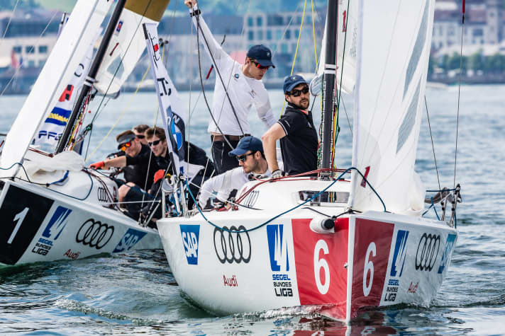   So eng wie hier ging es am zweiten Liga-Wochenende der Saison auf dem Bodensee immer wieder zu