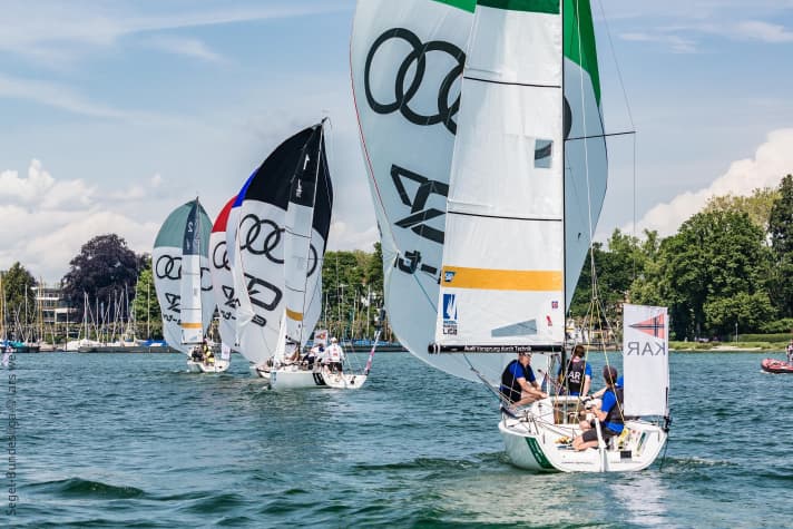   Catching up with almost no wind: Lake Constance held difficult tasks and many tests of patience in store for the crews on the first two days