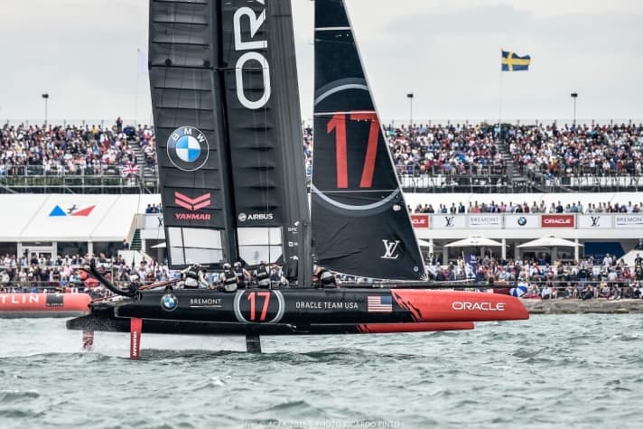   In front of a packed Grand Stand and grandstands, Oracle Team USA was narrowly defeated