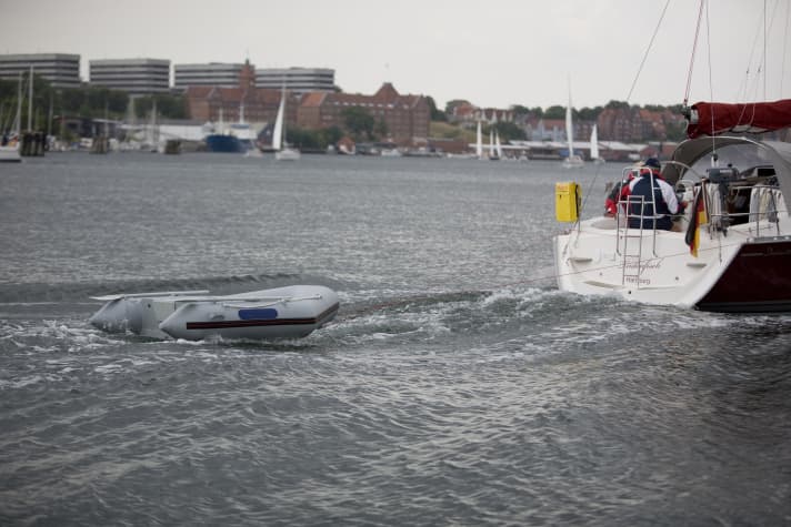   If possible, you should avoid towing the dinghy. The dinghies are used to the maximum by the charter guests anyway.