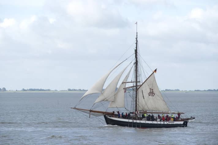   Die "Grönland" unter Segeln auf der Weser vor Bremerhaven