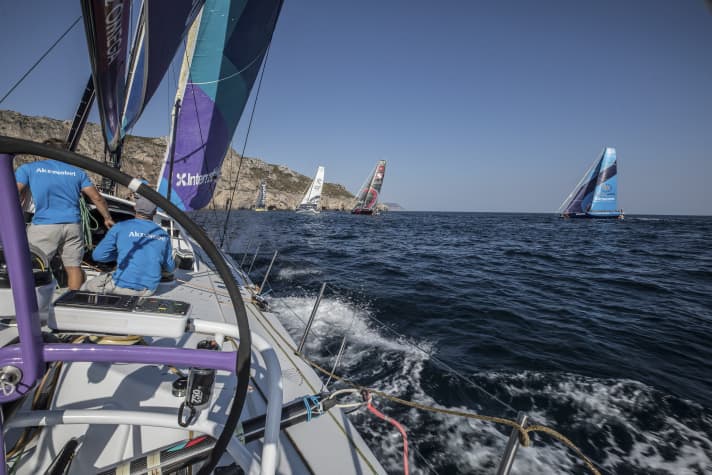   The Dutch team AkzoNobel in pursuit mode