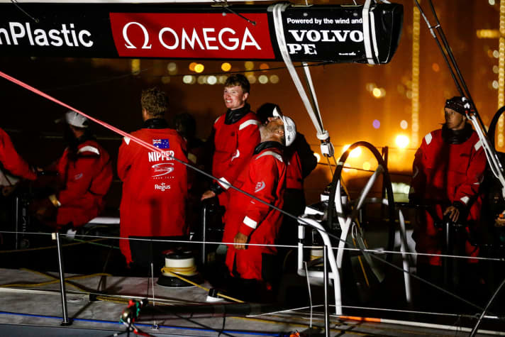   Skipper David Witt and his happy team Sun Hung Kai / Scallywag after the home win off Hong Kong
