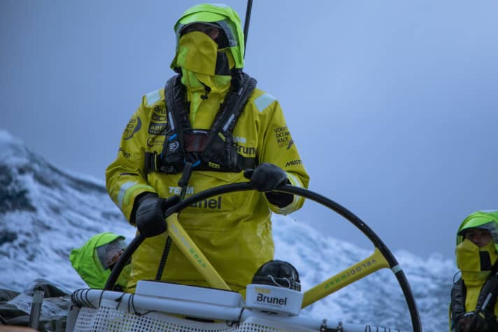   Kyle Langford at the wheel for Bouwe Bekking's Team Brunel