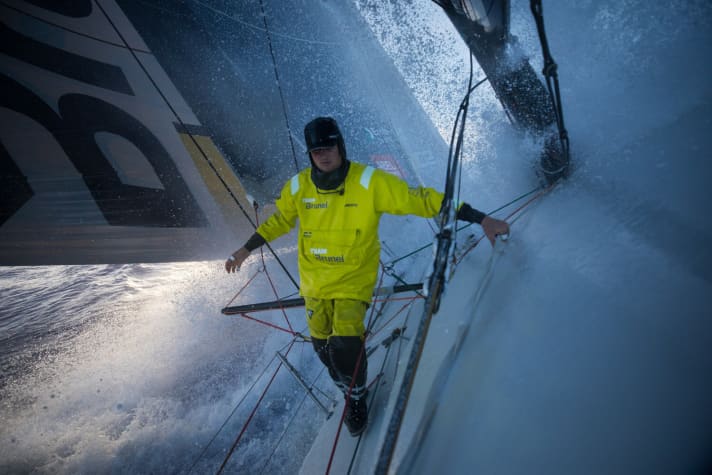   Il Team Brunel in modalità sprint: Kyle Langford può essere visto qui