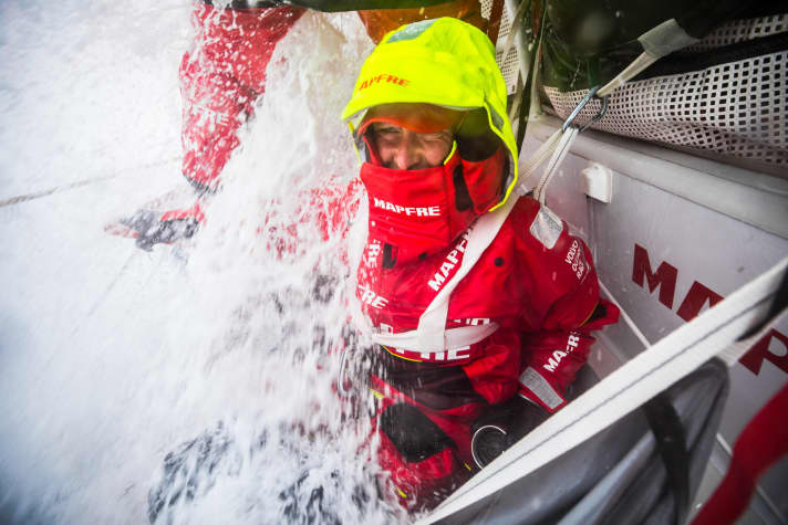   Olympic champion Tamara Echegoyen battles the elements on board Mapfre