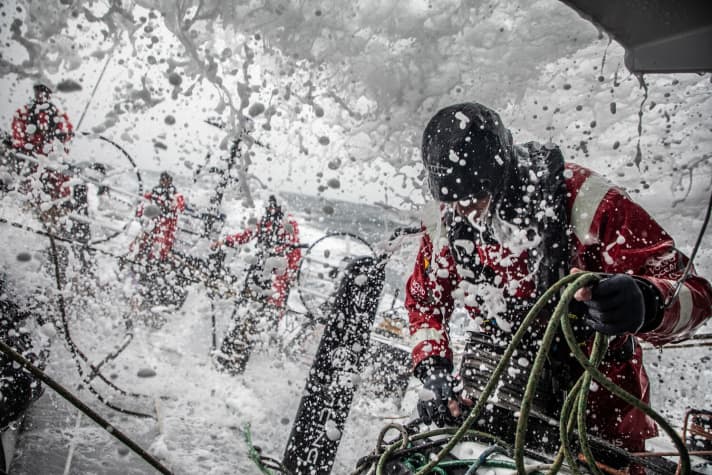   Chasing the field in wet conditions: David Witt's Team Sun Hung Kai / Scallywag