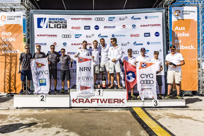   The top trio from Travemünde: The North German Regatta Club won ahead of the Württemberg Yacht Club and the Chiemsee Yacht Club