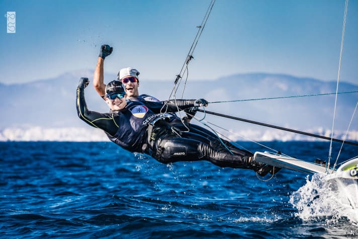   The 49er sailors Justus Schmidt, who celebrated his birthday on Wednesday, and Max Boehme