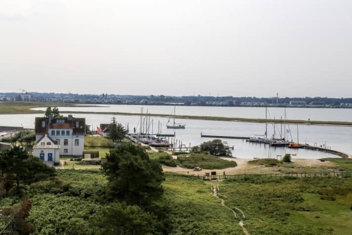   View of the old pilot house and the Schleimünde port of refuge
