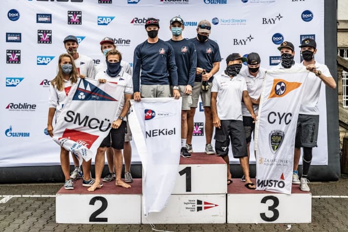   The winners' podium of the first division teams in Berlin