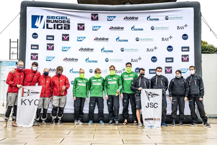   Das Zweitliga-Podium in Kiel-Schilksee