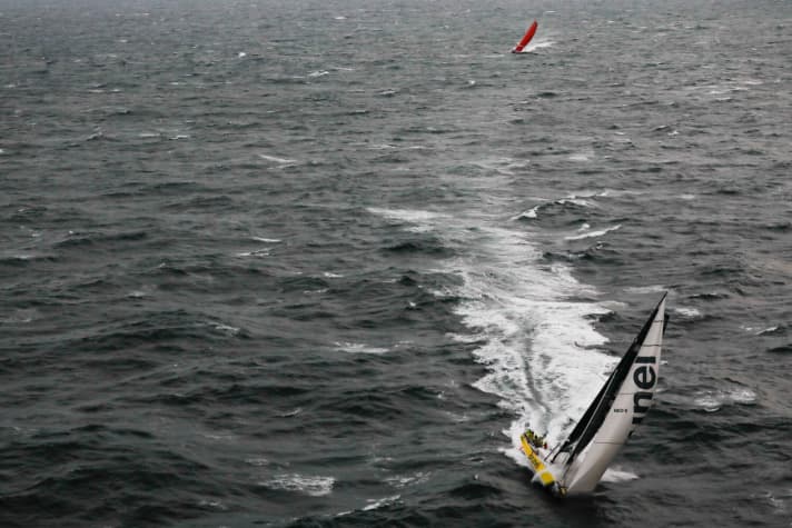   Unforgettable images from the North Sea: it belonged to Bouwe Bekking and his Brunel team on Thursday evening