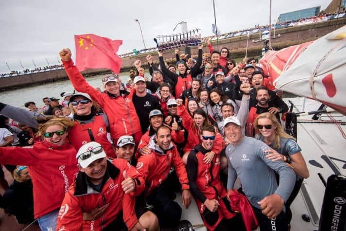   Perhaps not the best, but the strongest: Charles Caudrelier's Dongfeng Race Team after winning the 13th Volvo Ocean Race
