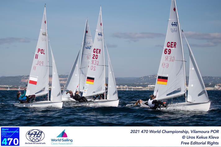   Even before the medal race, the 470s with the sail numbers 20 (Dahnke/Winkel) and 69 (Wanser/Winkel) met again and again