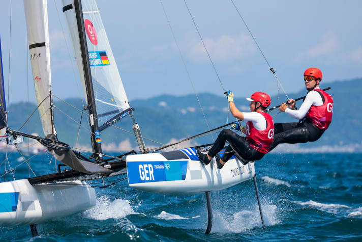   Controlled and consistent: Paul Kohlhoff and Alica Stuhlemmer start the final of the top ten Nacra 17 crews on Tuesday in third place overall with medal chances