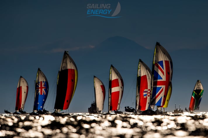   Play of light off Mount Fuji: the Olympic regatta off Enoshima provided the magnificent backdrop for the images of the Sailing Energy photo artists