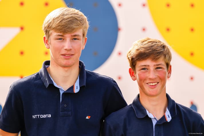   The youngest winners at Kiel Week 2021: 13-year-old 29er helmsman Anton Sach and his brother Johann