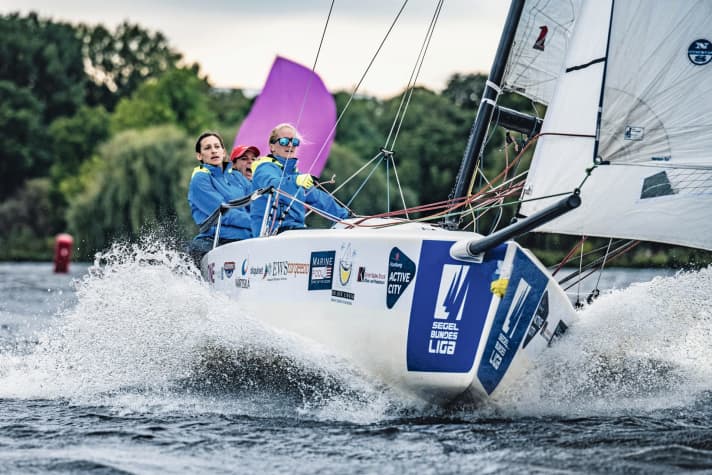   Rushing to victory: the successful quartet from the HSC Women Team