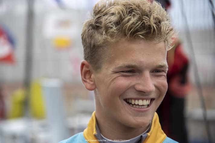   No sign of fatigue - the skipper shortly after arrival