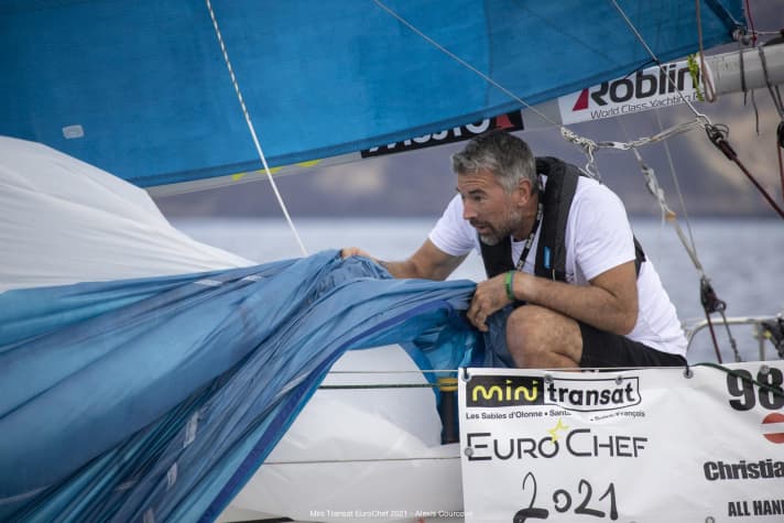   Christian Kargl en route vers l'arrivée de l'étape, que l'Autrichien a atteint en deuxième position