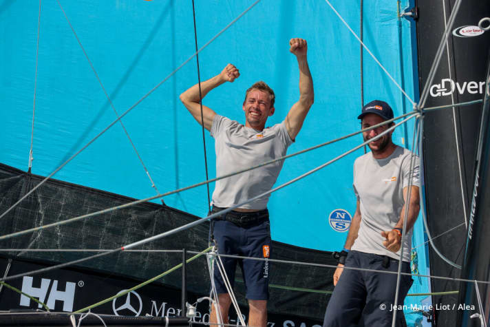   Thomas Ruyant's joy at the finish off Martinique was exuberant. The reserved co-skipper Morgan Lagravière gave Ruyant the spotlight in the front row for a few emotional personal moments