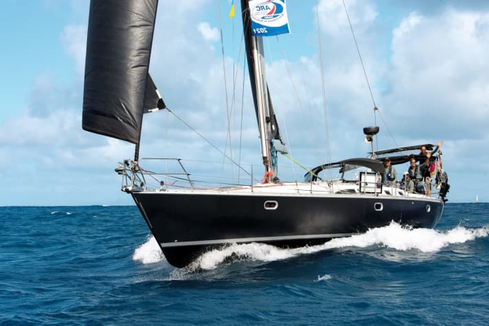   Arrival of the "Go East" off St Lucia. Many cruising yachts needed just under three weeks to cross the Atlantic at the end of 2021