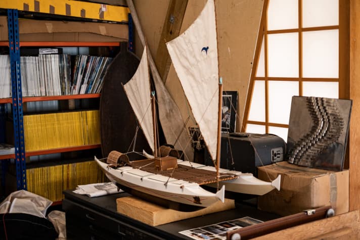   Catamaran model in the Wharram office