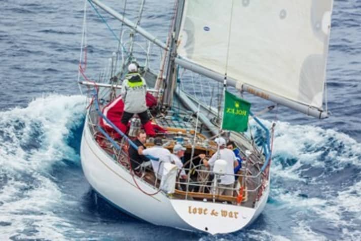   Not an entirely inappropriate motto for this 76th edition of the Rolex Sydney Hobart Race: the boat name of the IRC handicap leader "Love & War"