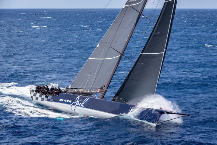   Peter Harburg's "Black Jack" ploughs powerfully through the waves