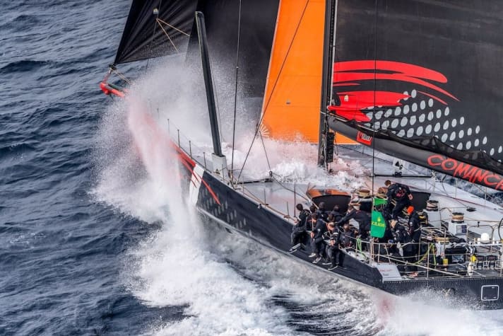  Probably already pawing the ground: The crew of the 100-foot maxi "Comanche" specialises in record-breaking trips on a hull. The team led by skipper and multihull ace Mitch Booth has big plans for the leap across the pond, even on a hull