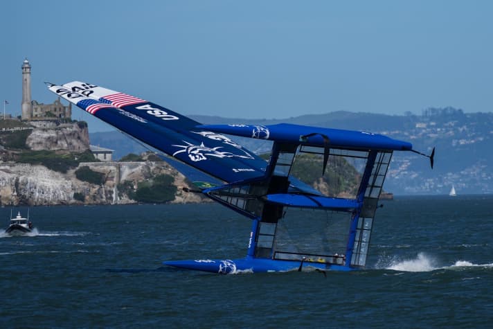 The American team capsizes here