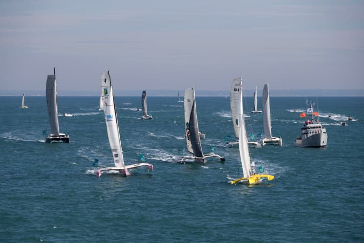   Une photo de départ typique de la Route du Rhum de 2018