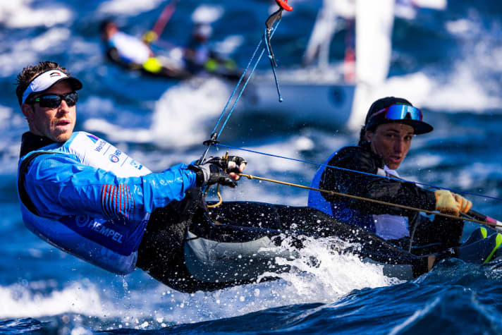   In seventh place overall in the 470 Mixed, Austrian Lara Vadlau and her cox Lukas Mähr were the second-best helmswomen at the first World Cup of the season