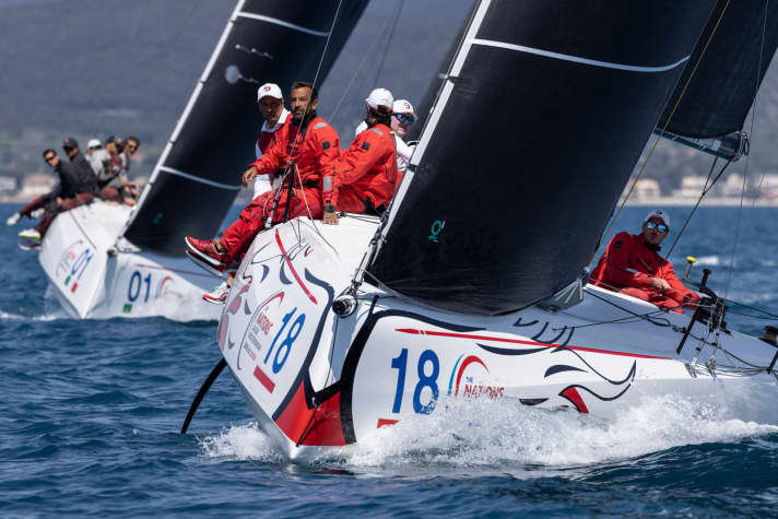   This picture of the ClubSwan 36 winner "G Sport" with bow number 18 shows how close the races were in both Swan classes