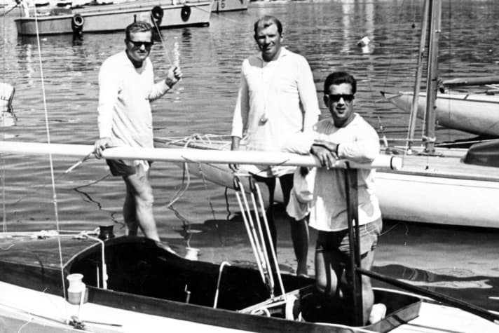   Die erfolgreiche Drachen-Crew aus der DDR (v. r.): Paul Borowski/Konrad Weichert/Karl-Heinz Thun (SC Empor Rostock). Foto: Archiv André Keil 