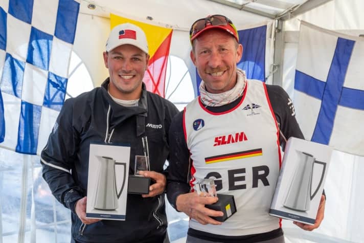   Nach dem Mastbruch in Rennen drei auch über EM-Bronze glücklich: Steuermann Hubert Merkelbach und Kilian Weise